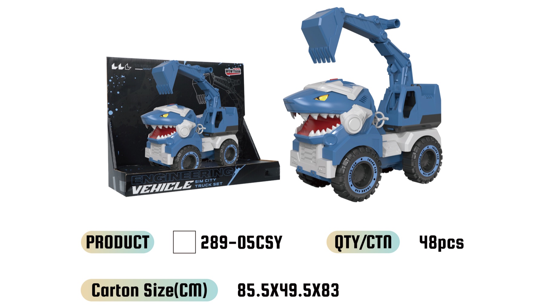 289-05CSY blue dinosaur excavator inertia toy car